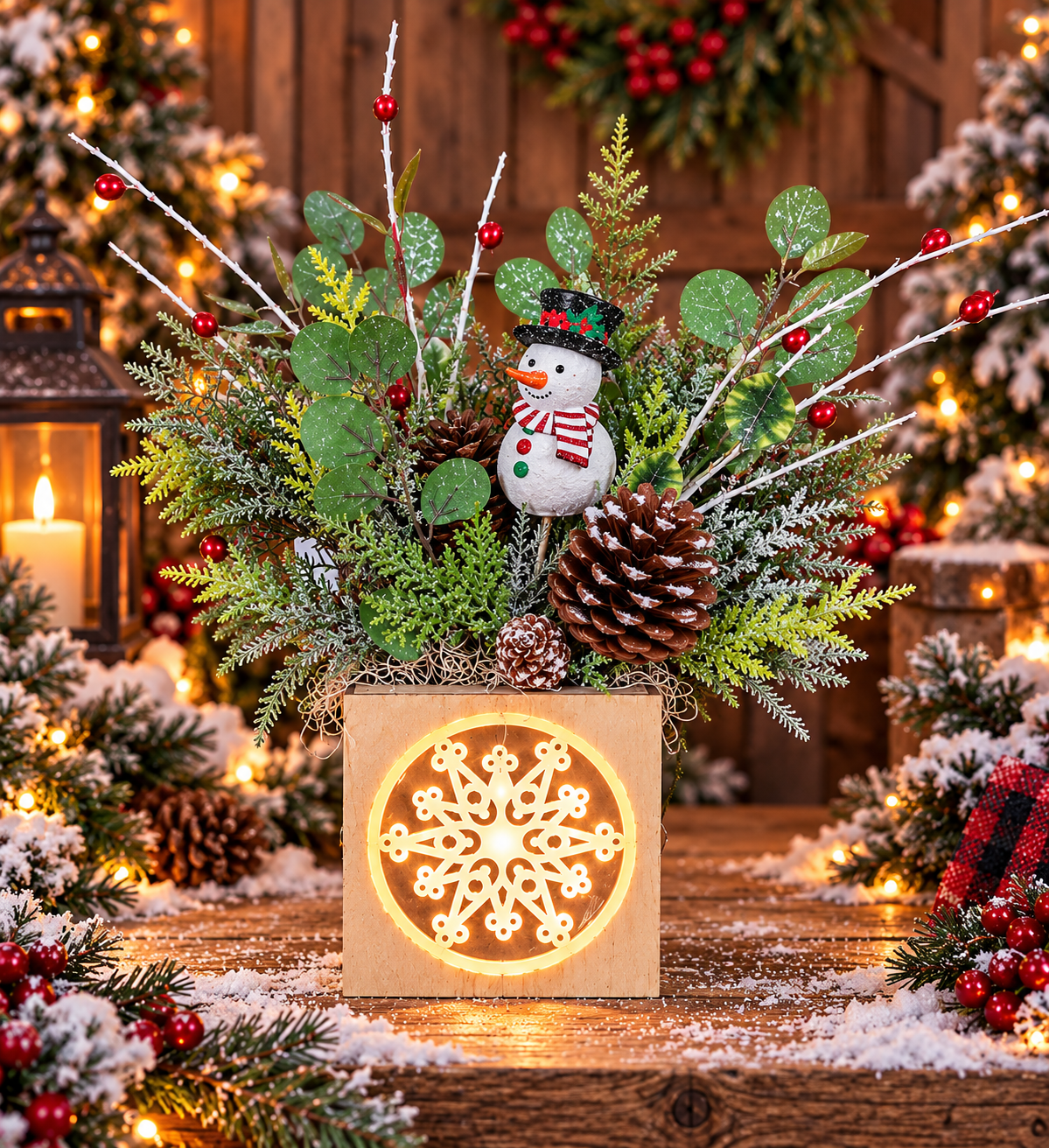 Snowflake Wishes Light-Up Silk Arrangement