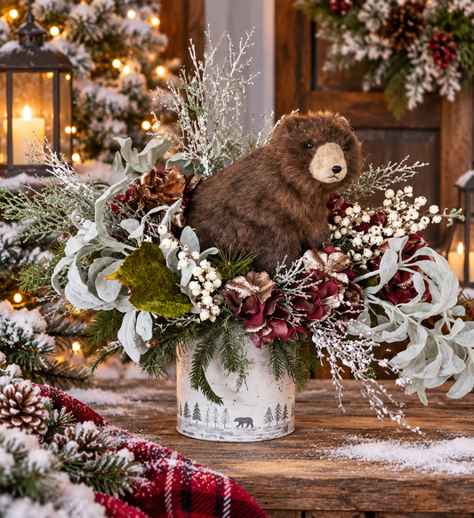 Winter Woodland Bear Silk Arrangement