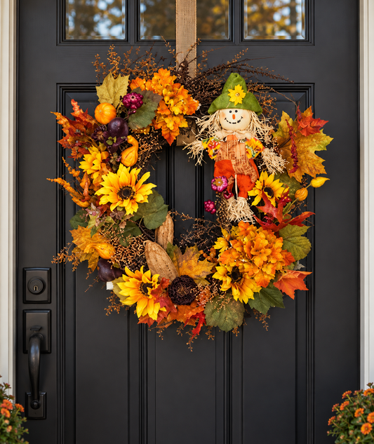 Scarecrows Sunflower Harvest Wreath
