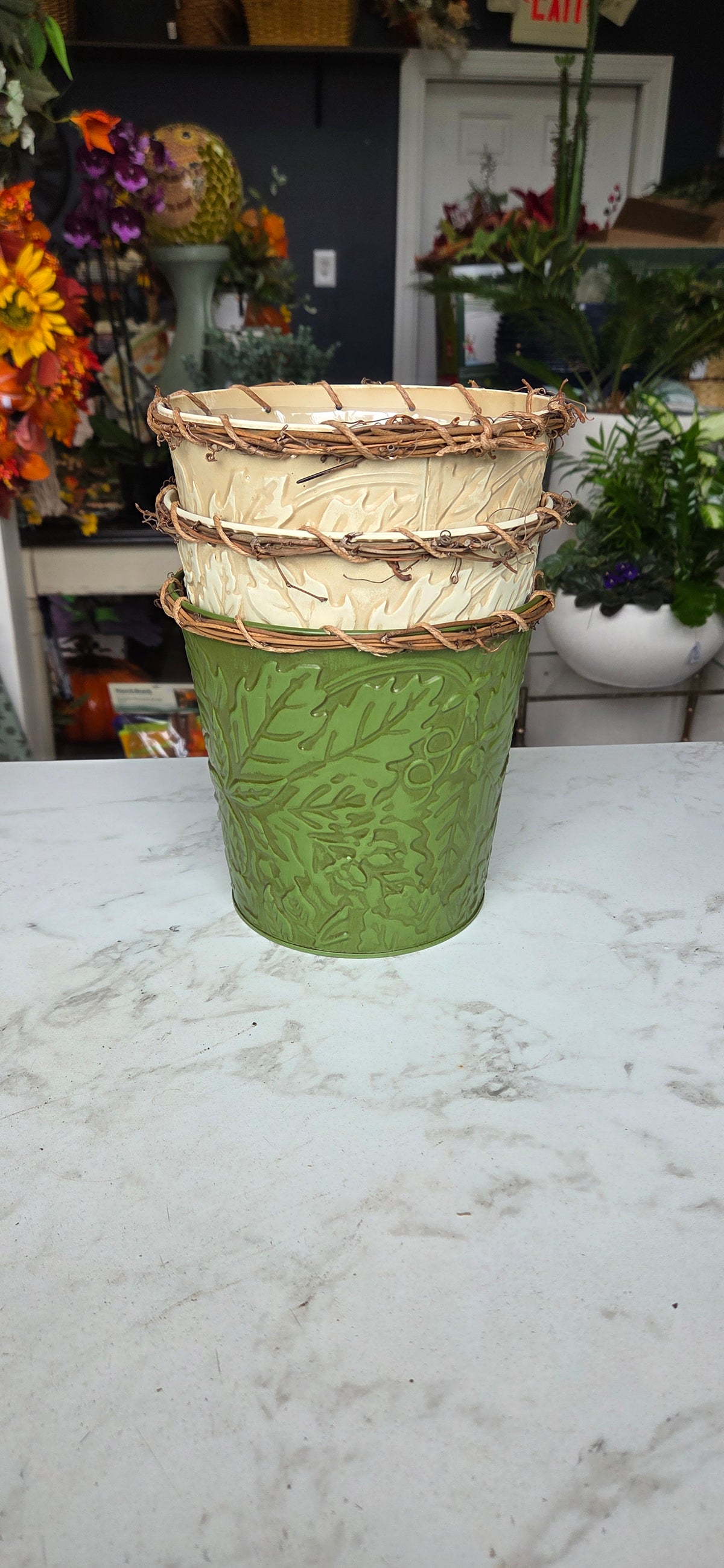 Metal Fall Harvest Pot Ast.