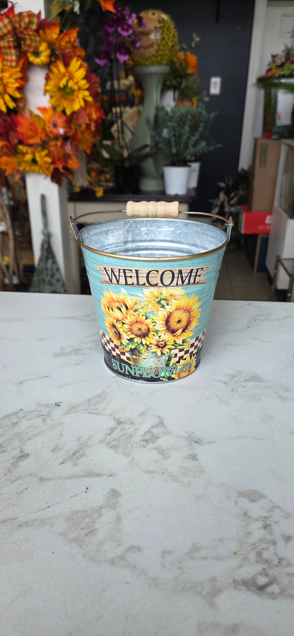 Metal Sunflower Bucket